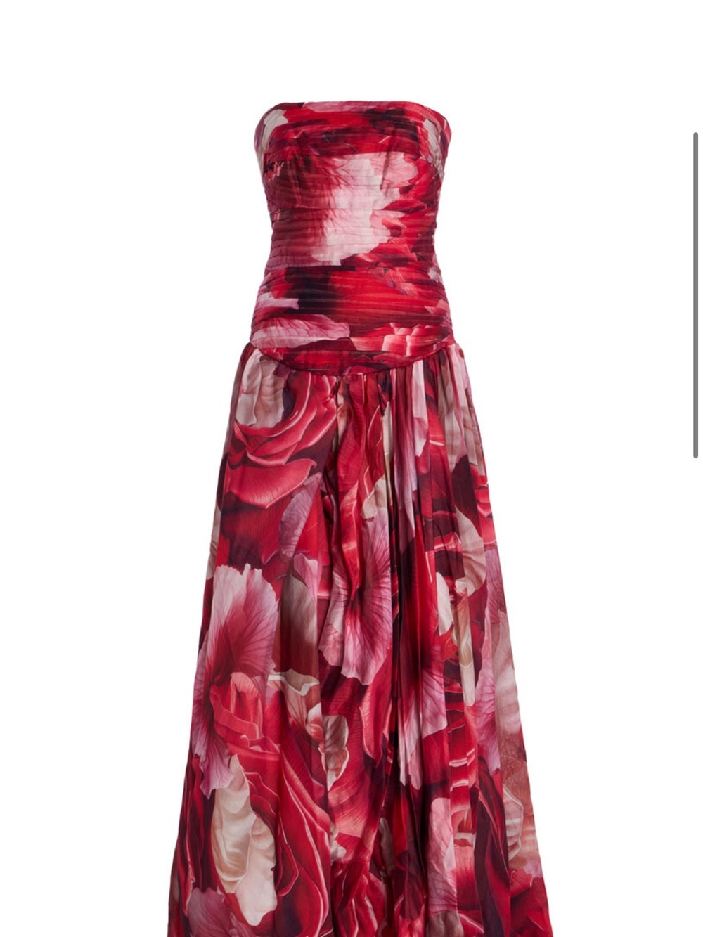 Aje Strapless Rose-Print Maxi Dress in Red and Pink FLORA GOWN WORN ONCE